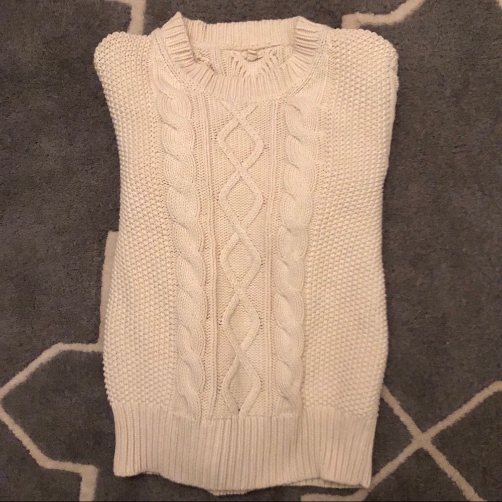 J. Crew 100% cotton white/cream cable knit sweater